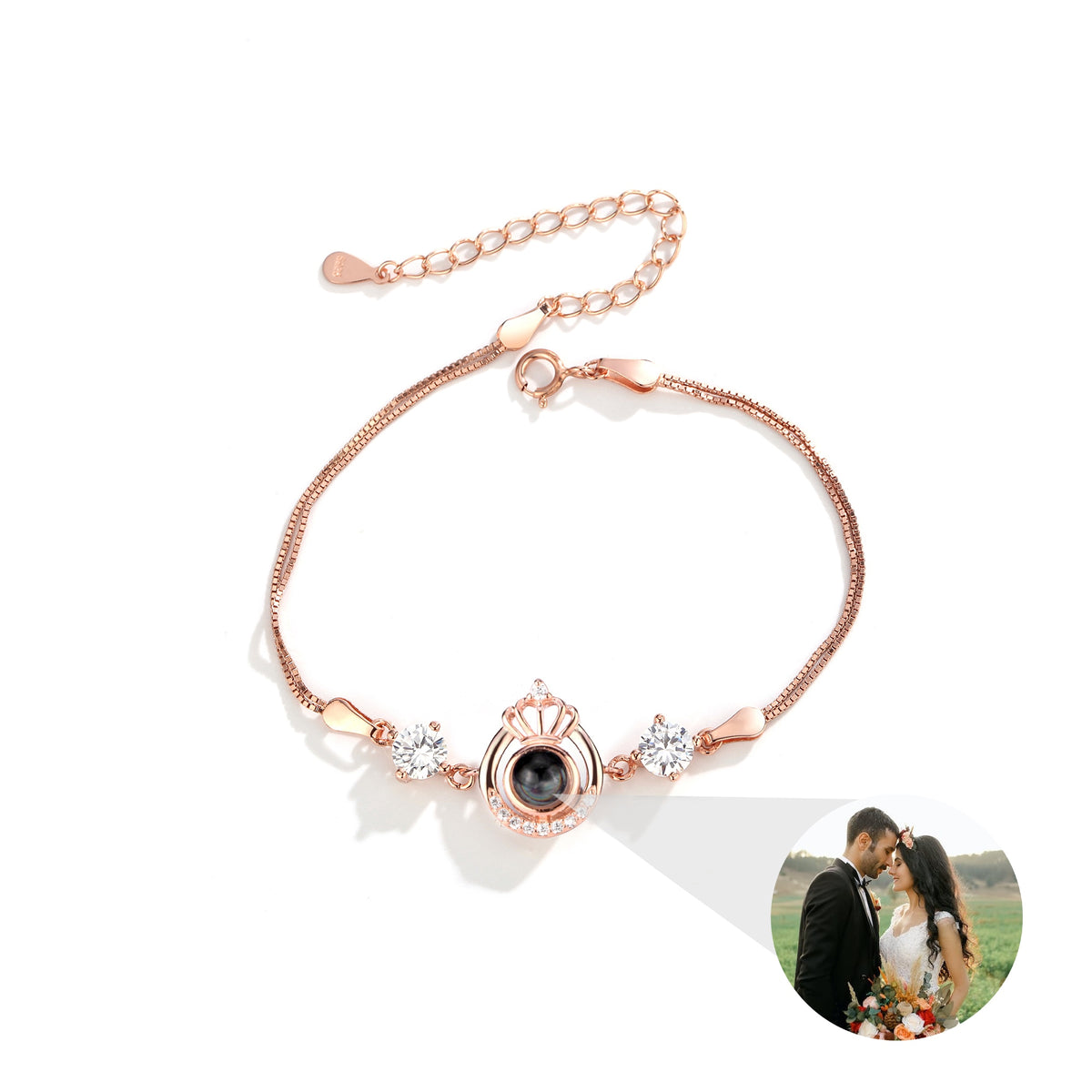 Bracciale con corona della regina di proiezione per foto personalizzate Coppia di braccialetti per lui