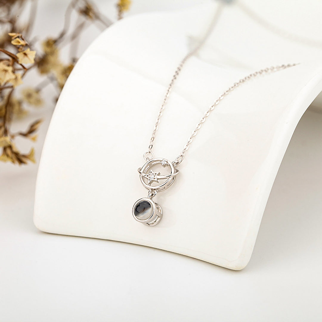 Planeet met aanpasbare foto's Projectieketting Hanger Sieraden