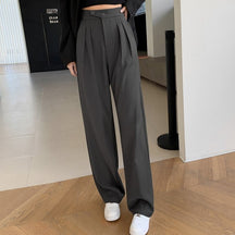 High Waist Loose Female Wide Leg Pants Spring Summer Solid Straight Trousers