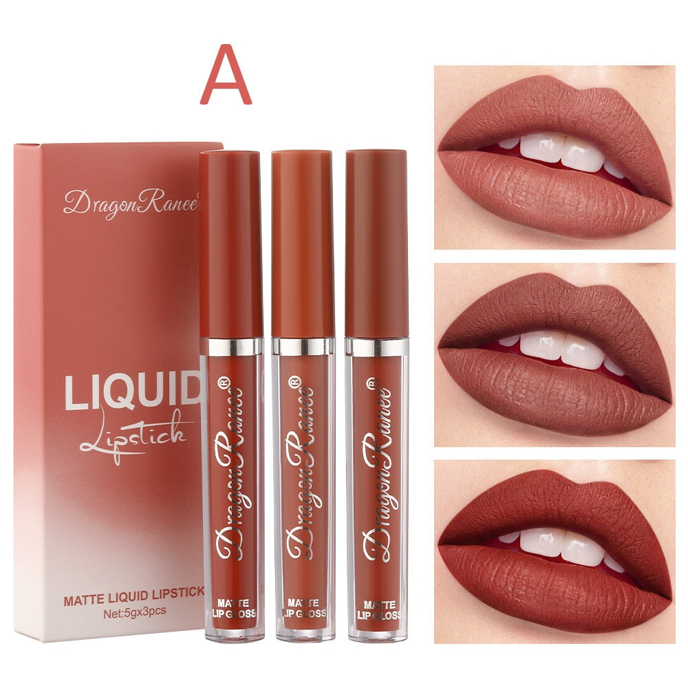 Flüssiges Lippenstift-Set, ultramatter, samtiger, wasserdichter, langanhaltender Lipgloss, Nude-Make-up-Kosmetik-Kit-2