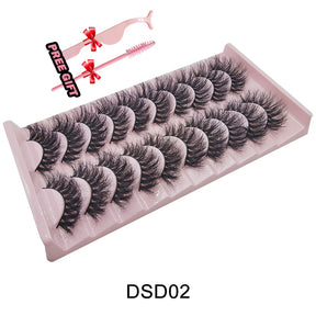 Strip Lashes 10-pairs Fluffy Mink Lashes 3D False Volume Eyelashes