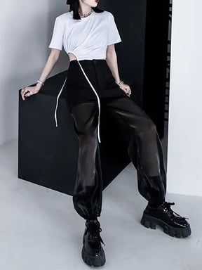 Semi-perspective Cargo Pants Women Summer Niche Large Pockets Stitching Pants