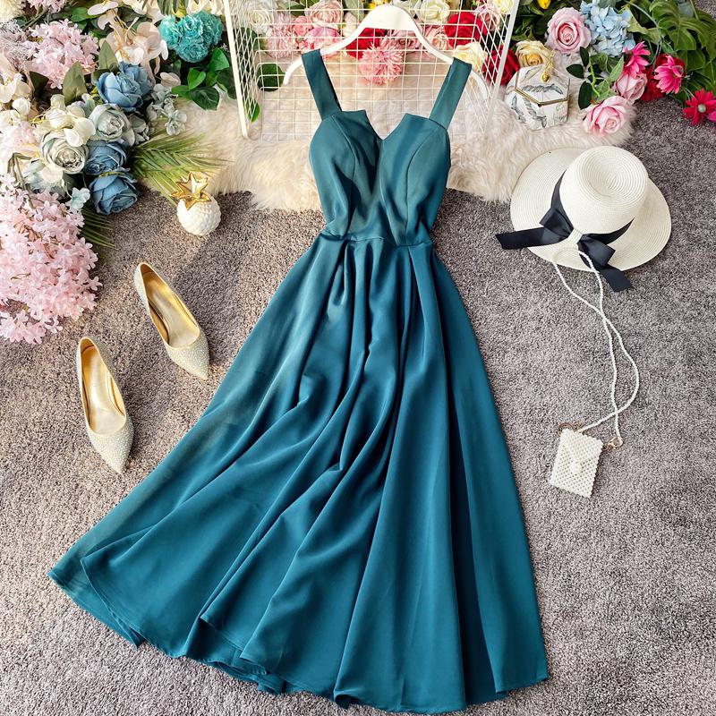 Vintage Long Dress Sexy Spaghetti Strap Backless Bandage Party Dress