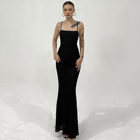 Slip senza maniche Backless See Through Maxi Dress Sexy Skinny Streetwear