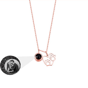 Photo Customizable Love Dog Paw Projection Necklace Pendant Jewelry