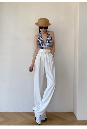 Casual Baggy Trousers Women Summer High-Waist Pants Loose Straight Mopping Pants