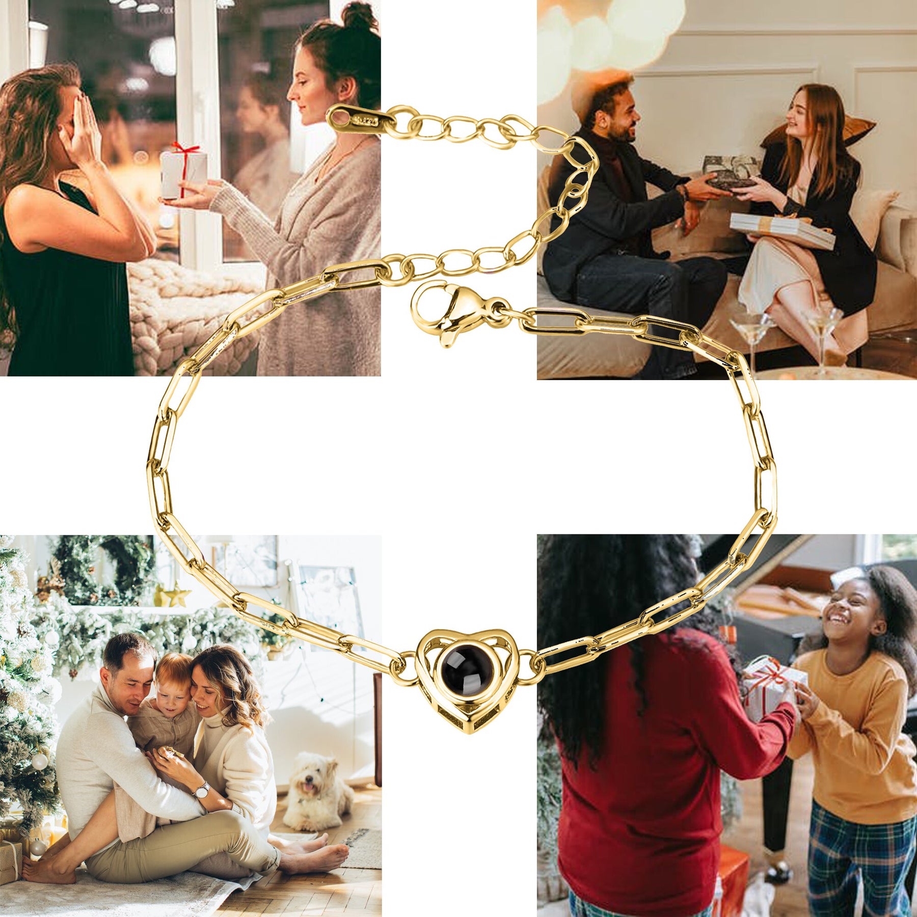 Customizable photo Projection Photo Bracelet-Heart Pendant Memorial Bracelet