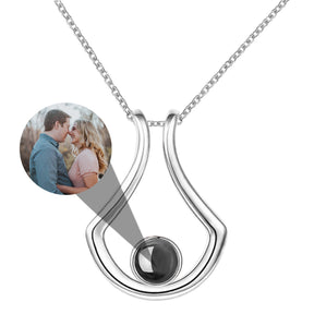 Custom Geometric Bracket Curved Projection Necklace Personalized Color Photo