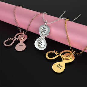 Personalized MOM Name Necklace Rotate Double Layer Pendant Best Gifts