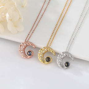 Custom Projection Photo Necklace Trendy Star Moon Necklace for Women Fashion Jewelry