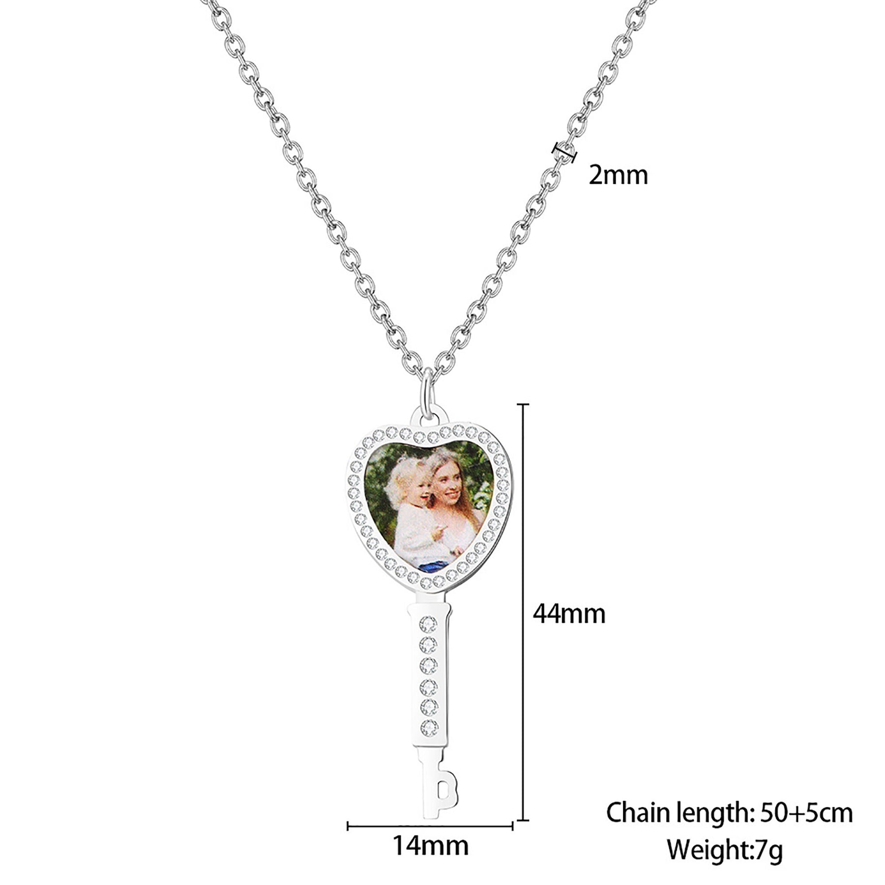 Collana personalizzabile con chiave fotografica Collana con pendente color argento Hip Hop