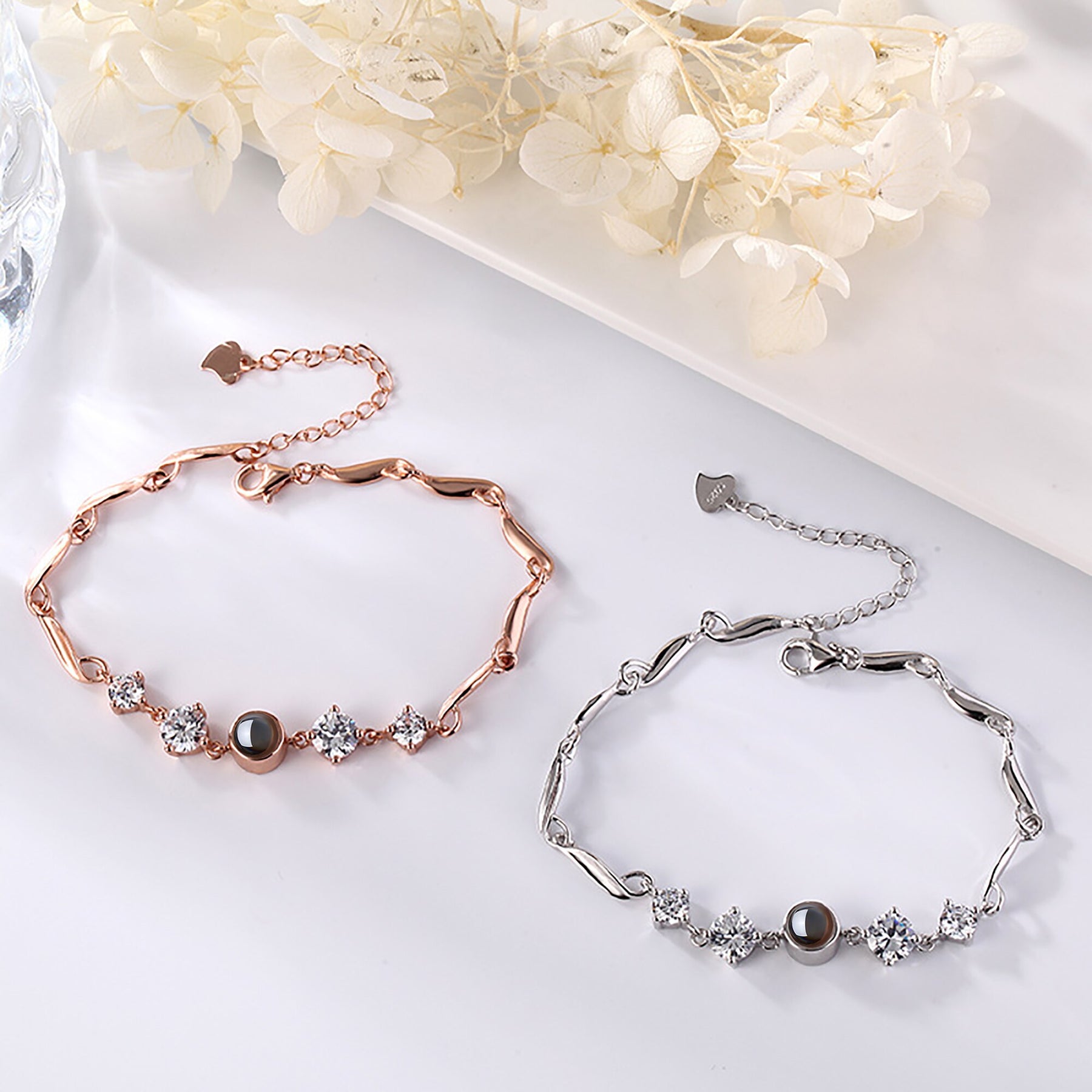 Custom photo Projection Bracelet Jewelry with Silver/Rose Gold Color