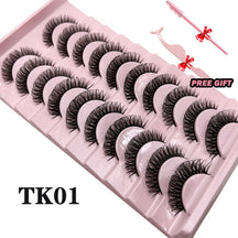 Strip Lashes 10-pairs Fluffy Mink Lashes 3D False Volume Eyelashes