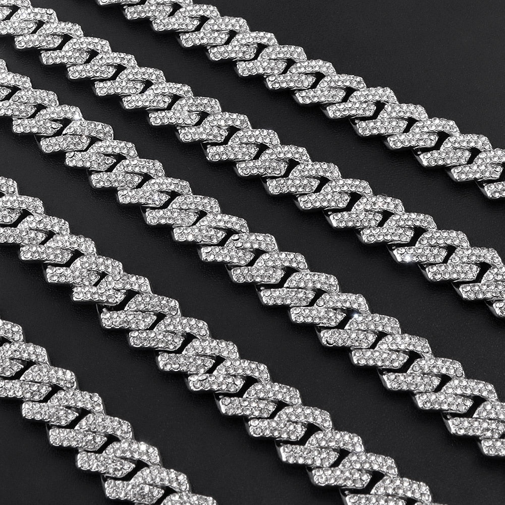 HipHop Prong Cuban Link Chain Necklace Bling Cuban Necklace Jewelry