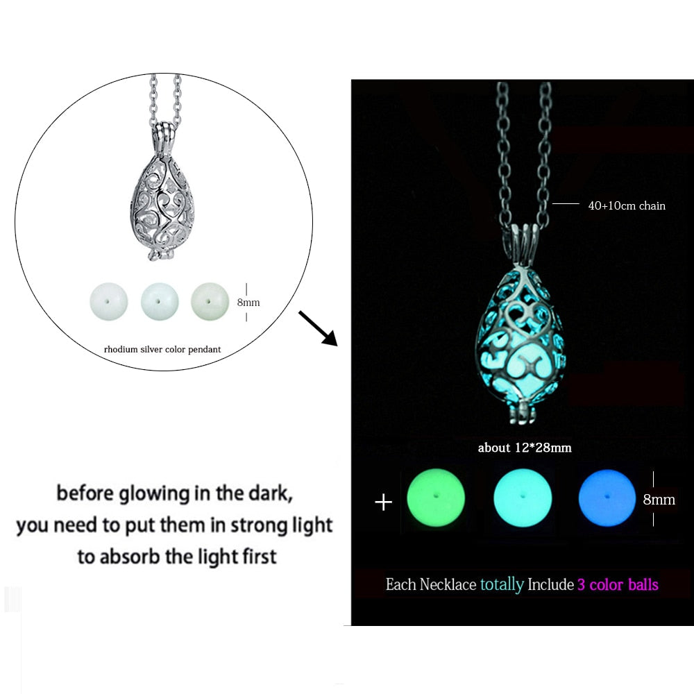 Luminous Dragon Necklace Glowing Night Fluorescence Silver Plated Glow In The Dark Necklace