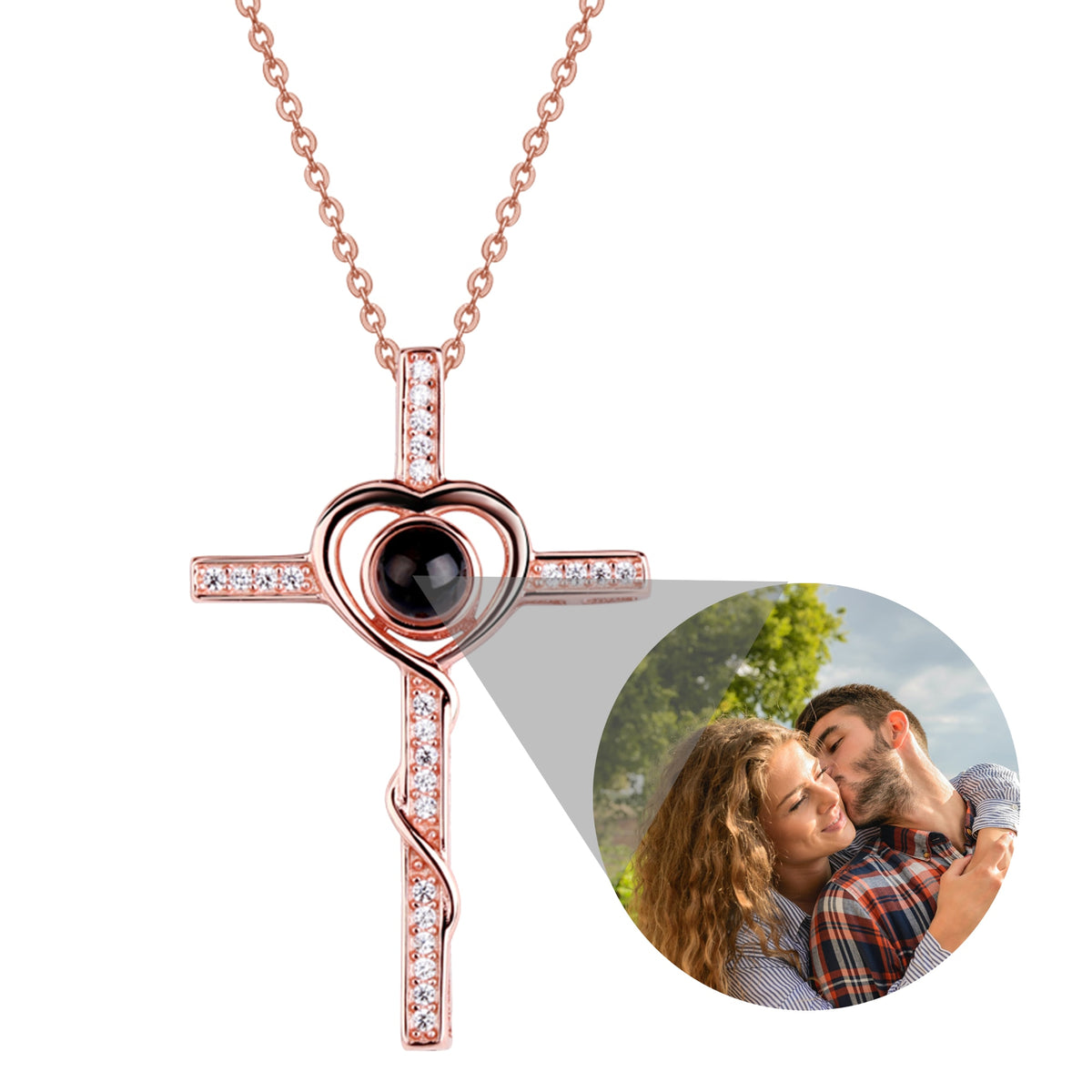 Nome personalizzato Collana con proiezione incrociata con foto personalizzata Collana in argento 925