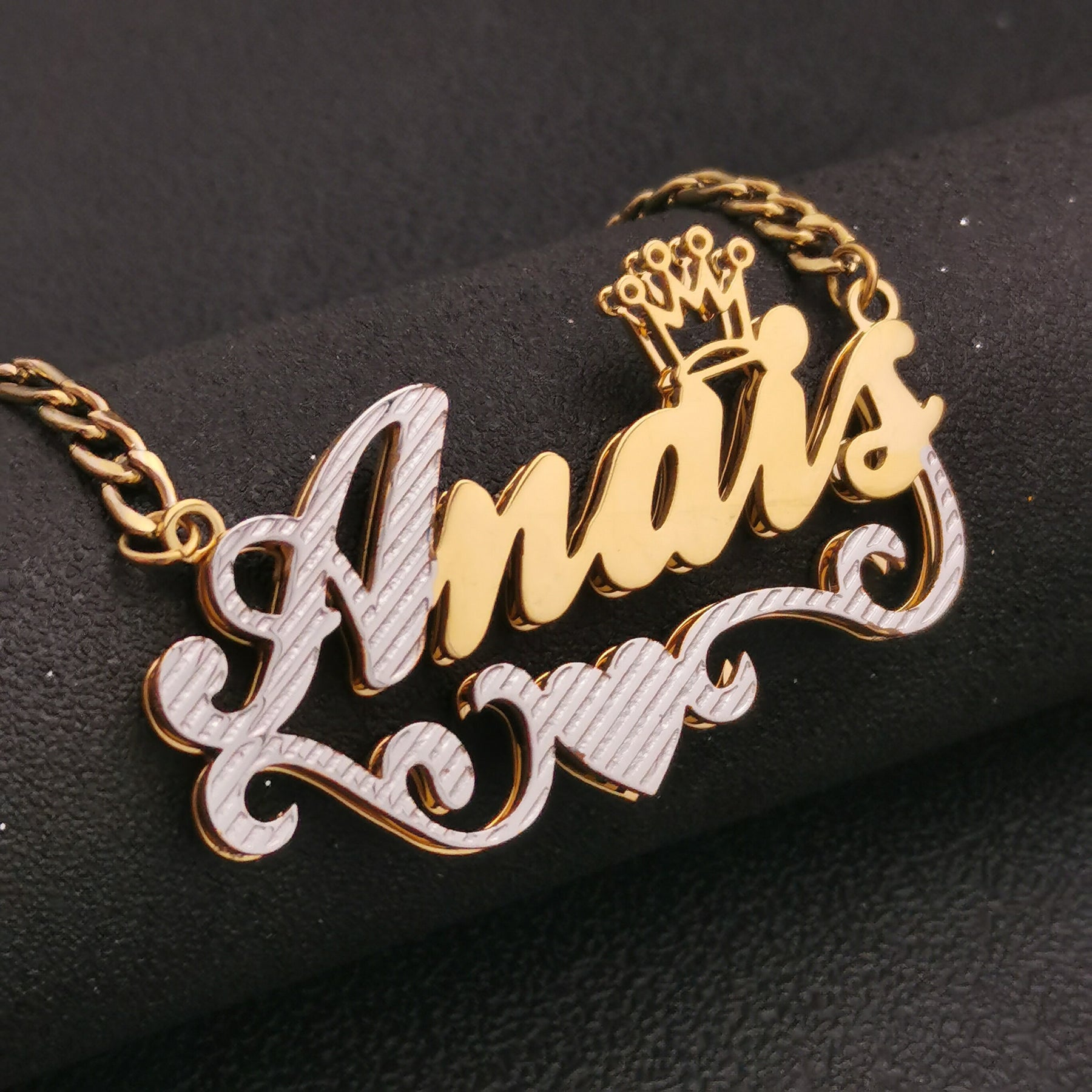 two tone name necklace