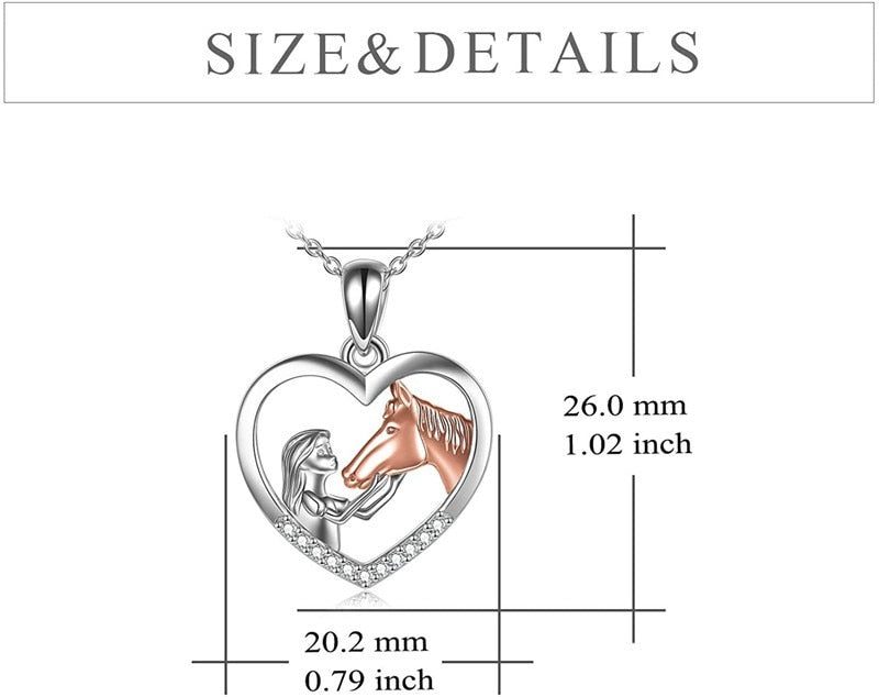 Collana con ciondolo a forma di cavallo in stile 5 ragazze in argento sterling con regalo a cavallo per donne figlie