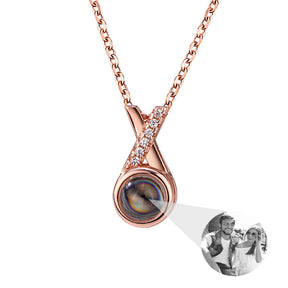 X-letter Projection Necklace With Customizable PhotosSilver 925 Necklace