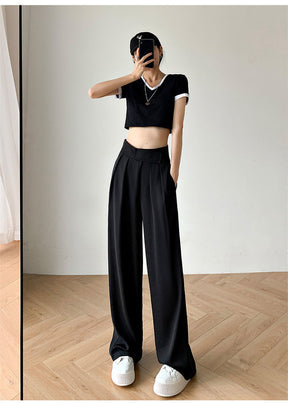 Casual Baggy Trousers Women Summer High-Waist Pants Loose Straight Mopping Pants