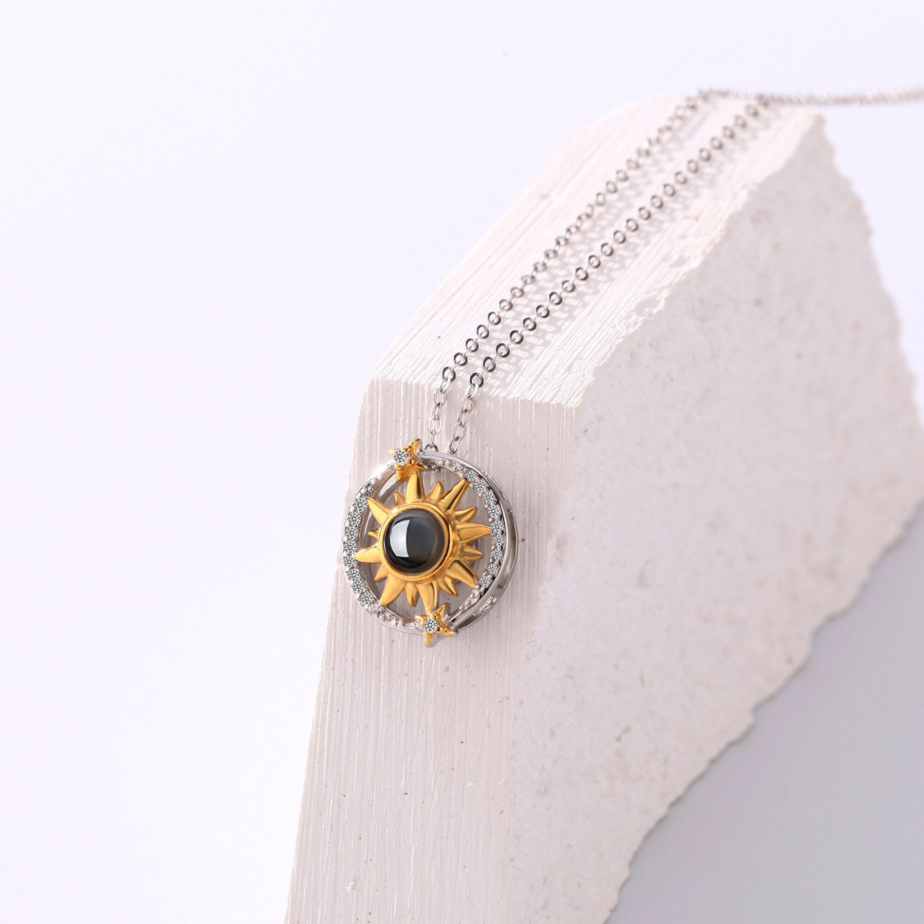 Customizable photo sunflower Projection Necklace Pendant Jewelry