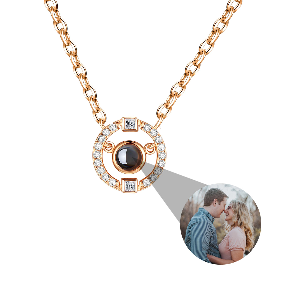 Customizable photo circle Projection Necklace  Creative Pendant is a Commemorative Gift