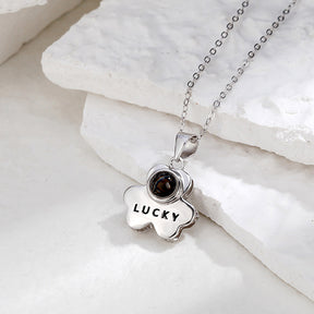 Customizable Photo Bear Projection Necklace Silver Shiny Necklace