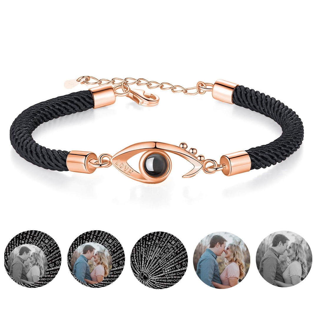 Anpassbare Photo EyesCircle Projektionsarmbänder Personalisiertes Paar Memorial Jewelr