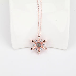 Snowflake Shaped Projection Necklace Photo Charming Jewelry Memorial Gifts