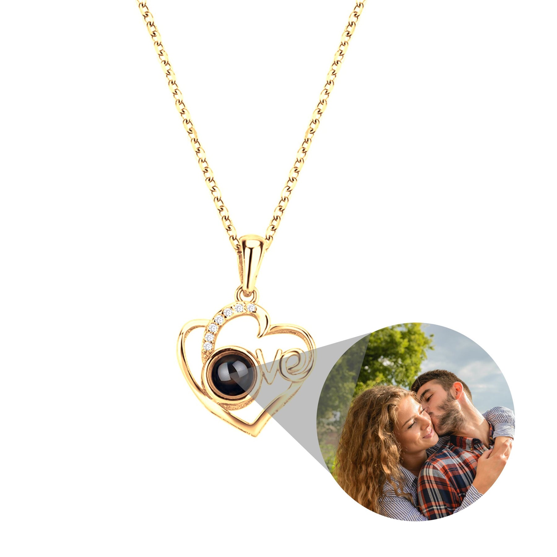 Customized Photo Projection Necklace Heart Pendant Necklace Love Memorial Jewelry