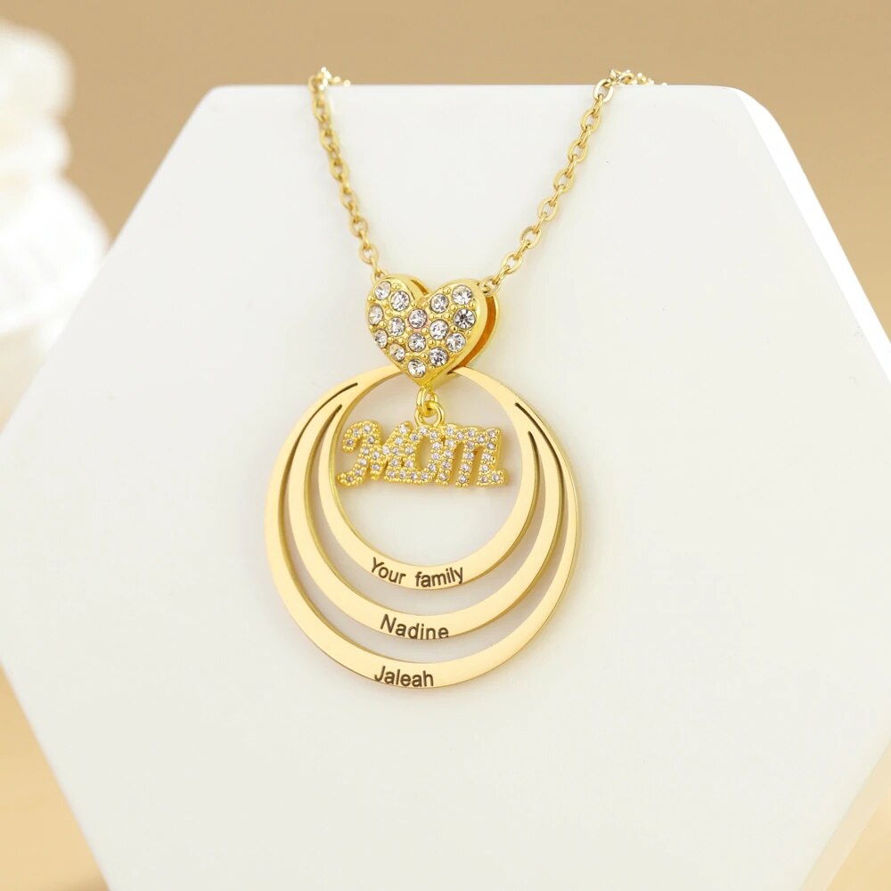 Custom MOM Infinite Love Name Necklace Personalized Kids Names Pendant