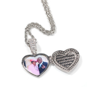 Large Size Heart Shape Custom Photo Locket Frame Pendant love necklaces for her