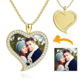 Custom Made Photo Necklace Pendant Hip Hop Heart-shaped Necklace Iced Out Cubic Zircon Jewelry