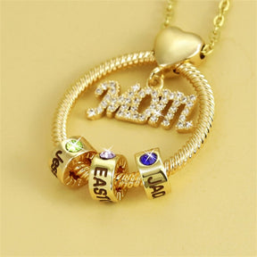 Personalised Circle Pendant Engraved Name Necklace With Birthstone Family Necklace