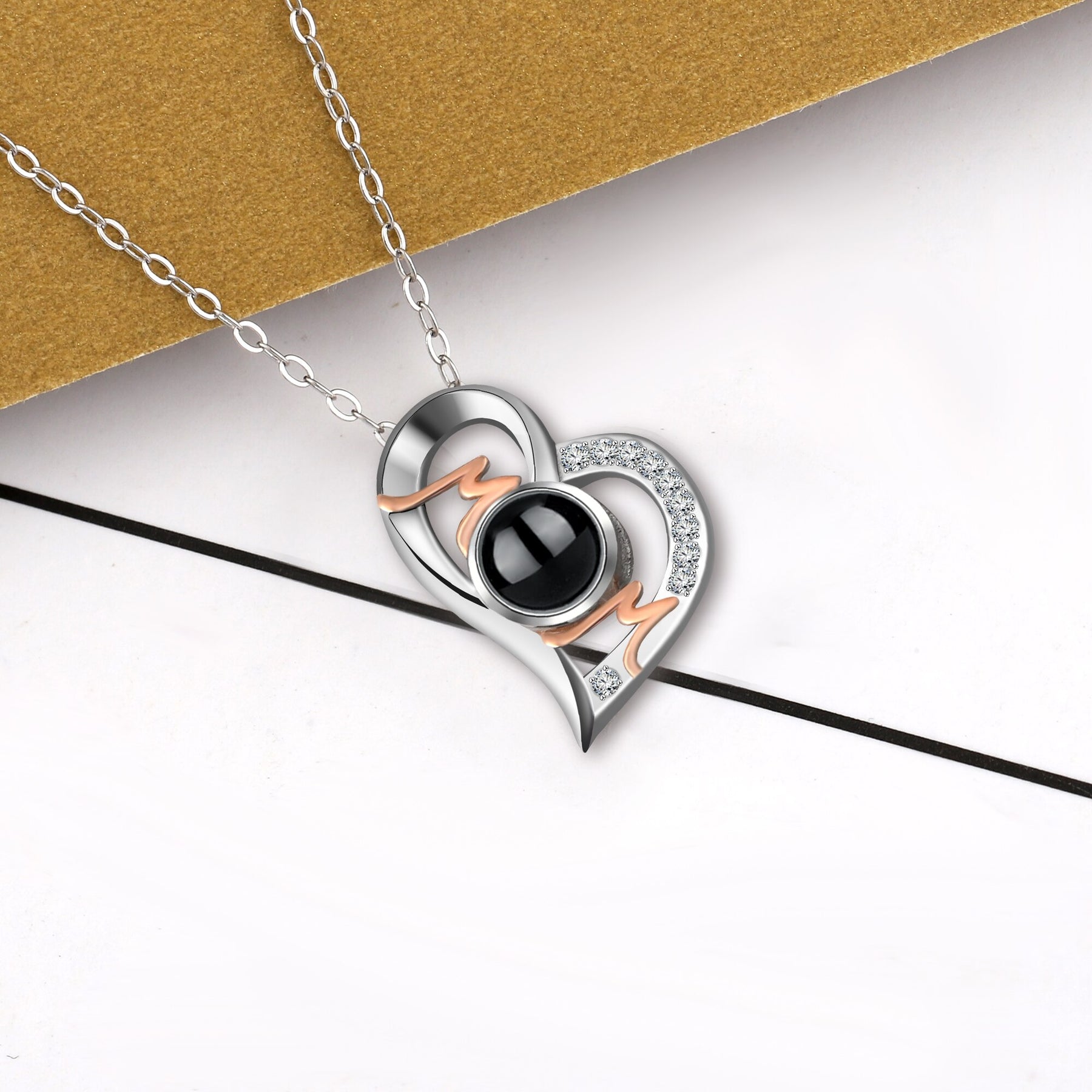 Collana con proiezione di cuore Ciondolo personalizzato con foto MOM