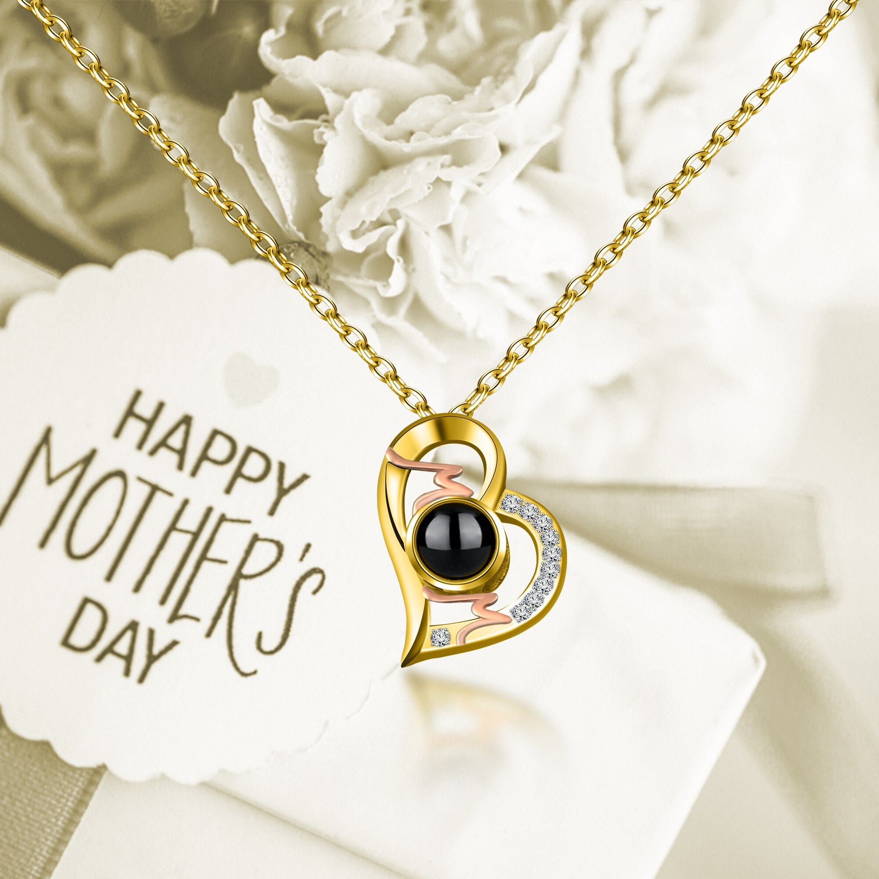 Heart Projection Necklace Personalized Photo MOM Pendant