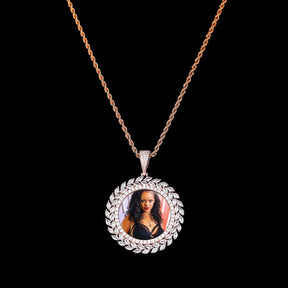 Grain Custom Photo Round Medallion Pendant Collana Gioielli hip-hop