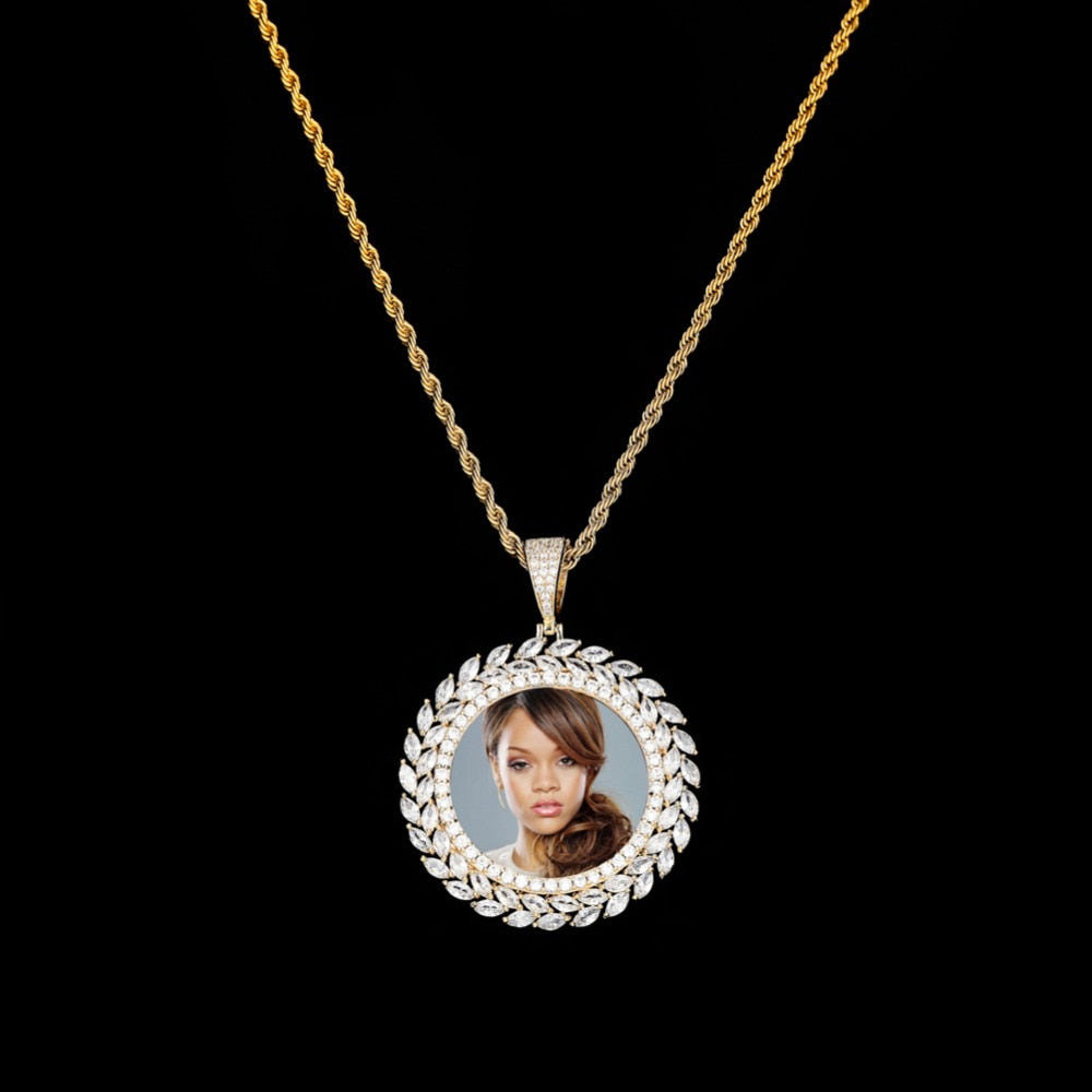 Grain Custom Photo Round Medallion Pendant Collana Gioielli hip-hop