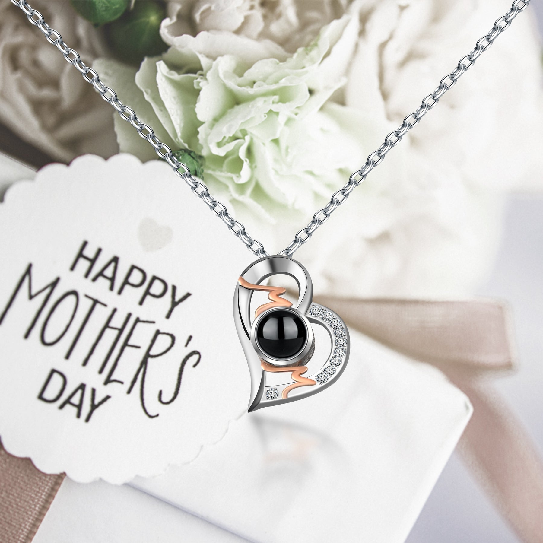 Collana con proiezione di cuore Ciondolo personalizzato con foto MOM