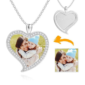 Custom Made Photo Necklace Pendant Hip Hop Heart-shaped Necklace Iced Out Cubic Zircon Jewelry