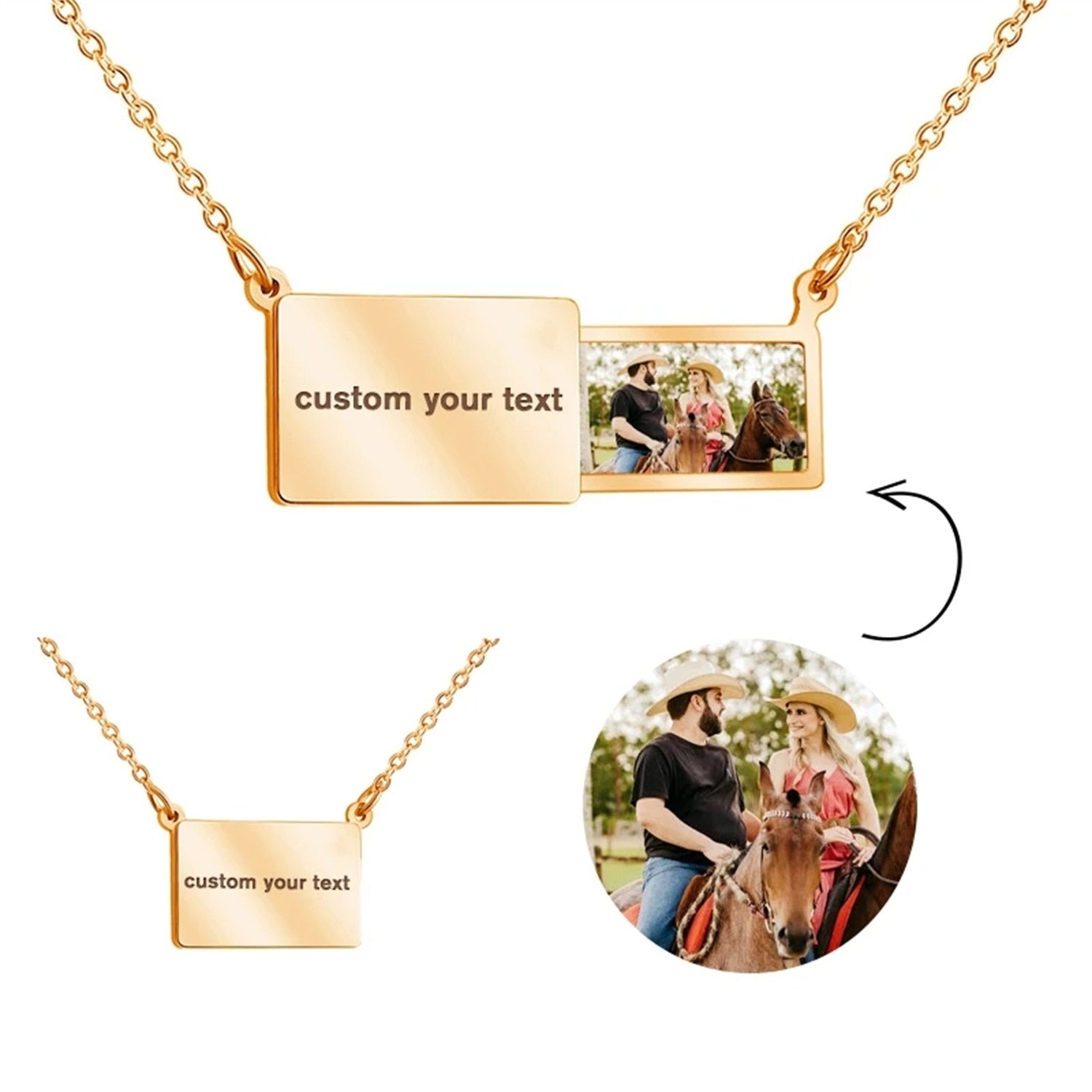 Pull-Out Envelope Necklace Personalized Engraved Photo Locket Unique Pendant