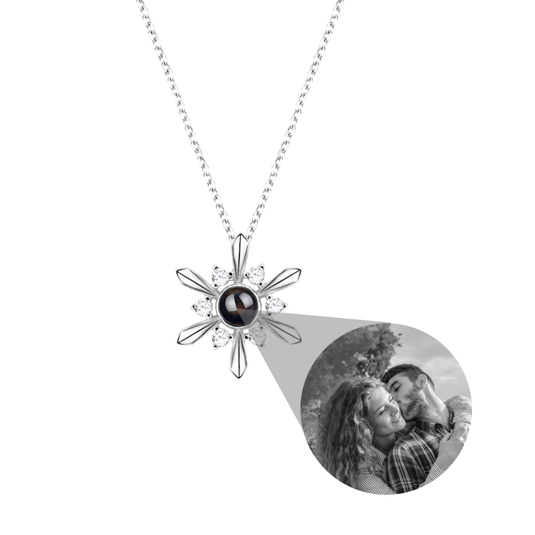 Snowflake Shaped Projection Necklace Photo Charming Jewelry Memorial Gifts