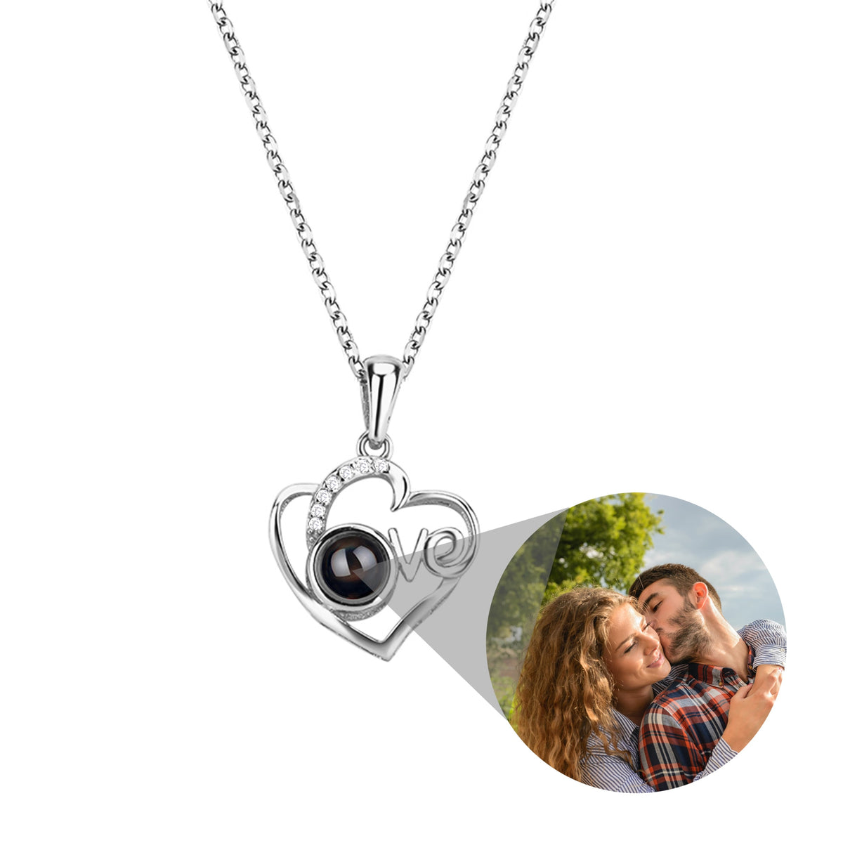 Collana personalizzata con proiezione di foto Collana con pendente a cuore Gioielli commemorativi d'amore