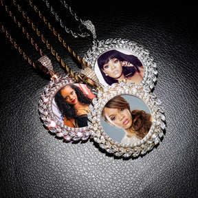 Grain Custom Photo Round Medallion Pendant Collana Gioielli hip-hop