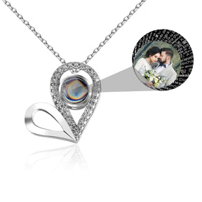 Custom Photo Name Projection Necklace For Love Memory Heart Shaped Necklaces