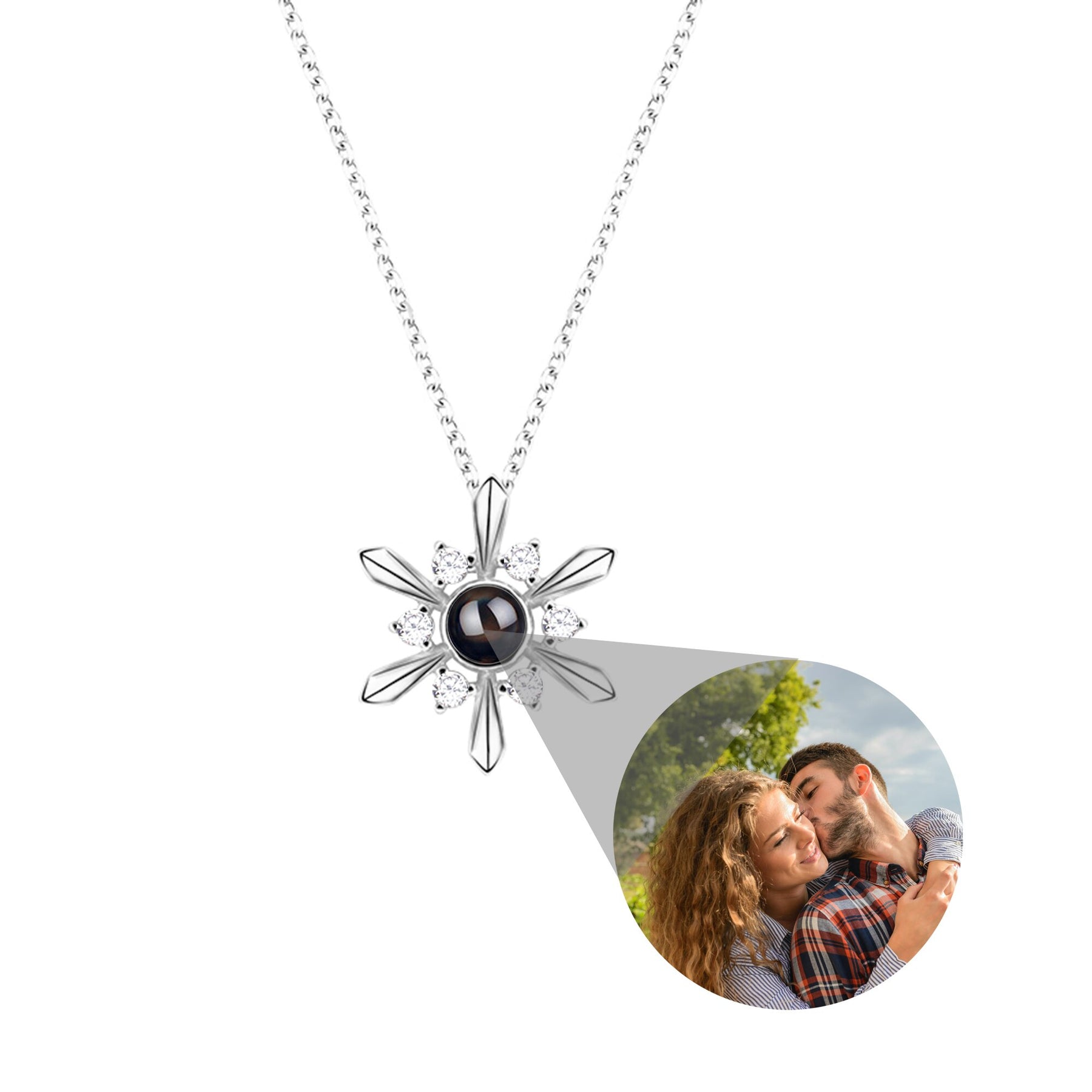 Snowflake Shaped Projection Necklace Photo Charming Jewelry Memorial Gifts