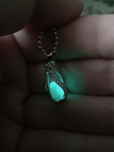 Glow In The Dark Necklace Moon Square Heart Necklaces For Woman Hollow Water Drop Pendant