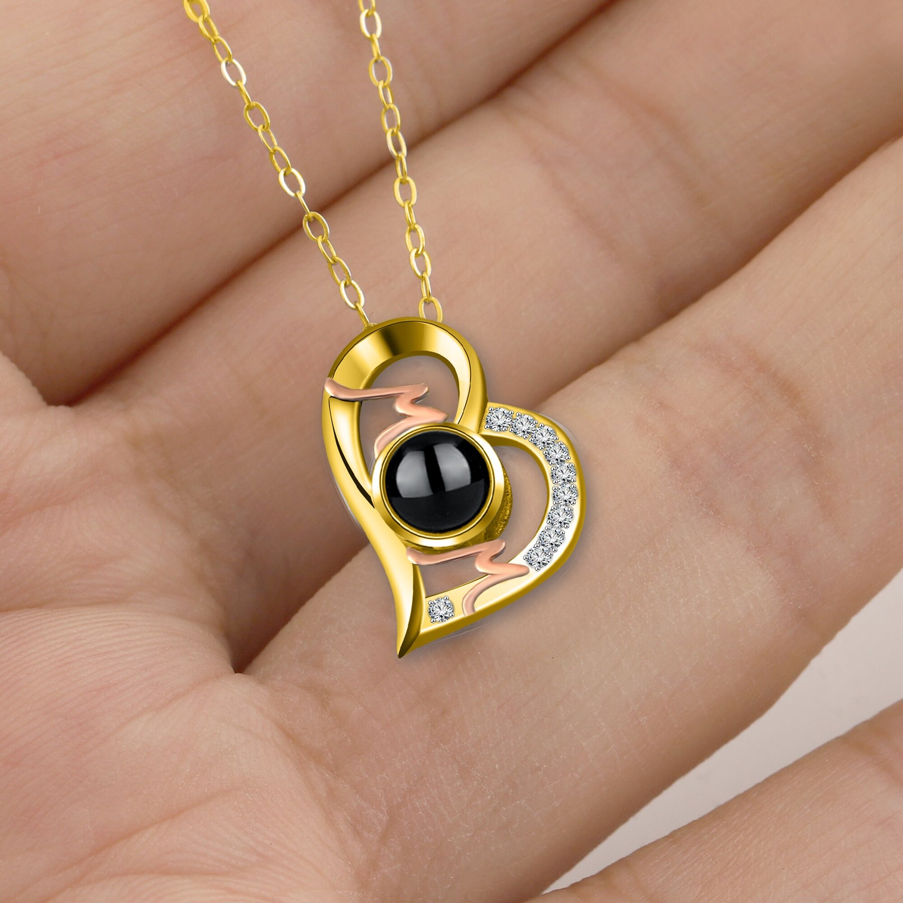 Collana con proiezione di cuore Ciondolo personalizzato con foto MOM