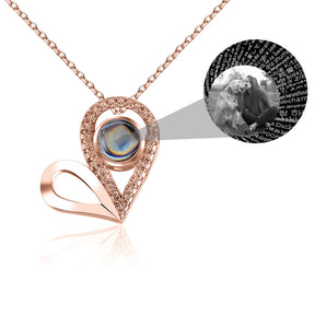 Custom Photo Name Projection Necklace For Love Memory Heart Shaped Necklaces