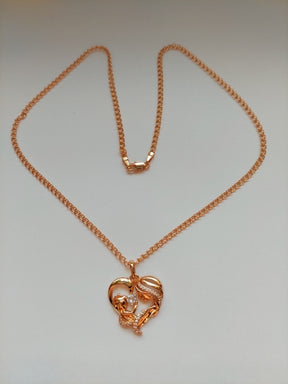 Women Femme Rose Gold Color Mother Baby Shaped Cubic Zircon Pendant Heart Pendant